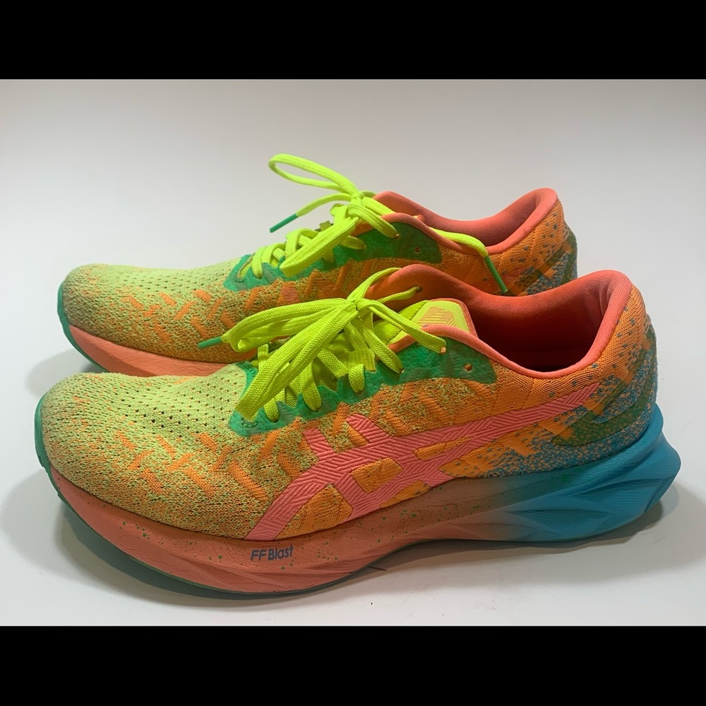 Wmn Asics Dynablast Orange Yellow Green Blu Multicolor 1012A989 800 Running Shoe